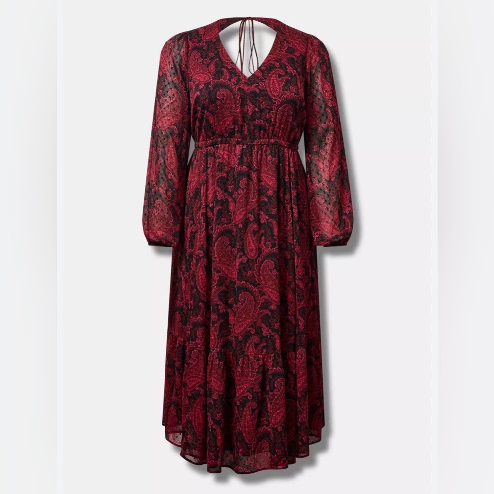 Torrid Paisley Tea Length Open Back A-Line Dress Size 1X (14/16)
